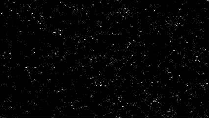 White snowflakes on a black background winter, snowflake. Chaotic white star bokeh on a isolated black background. falling blurry bokeh snow overlay, starry sky. 