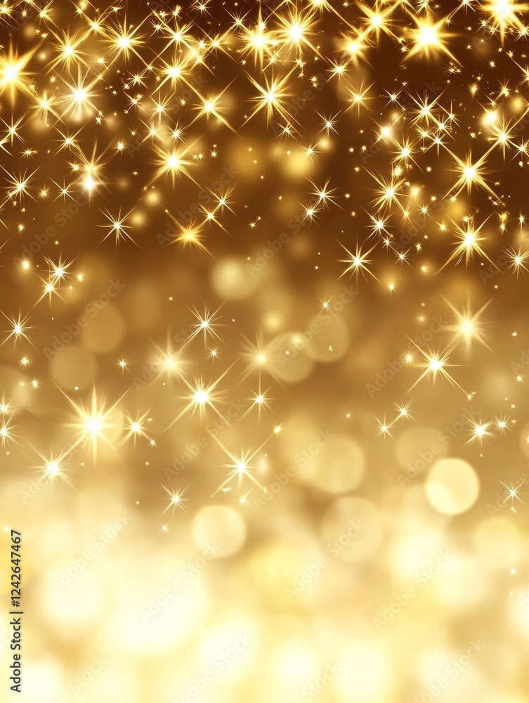 Poster golden sparkle background - shimmering gold bokeh and stars create a luxurious festive backdrop. per
