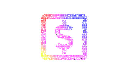 Icon usd square is made up of LED square shapes. There are bright diodes and there are black dead diodes