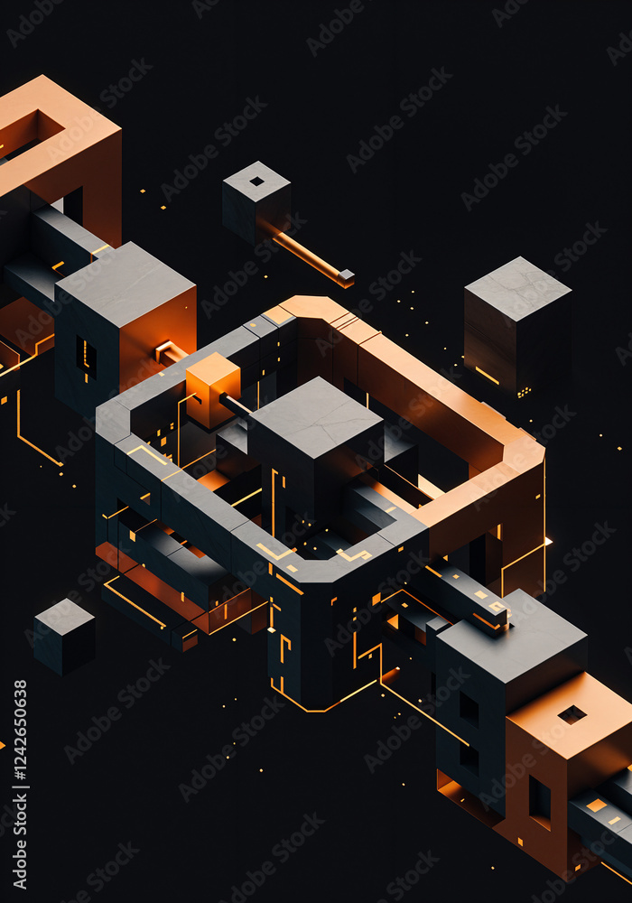 Poster digital abstract background with blockchain elements . generative ai
