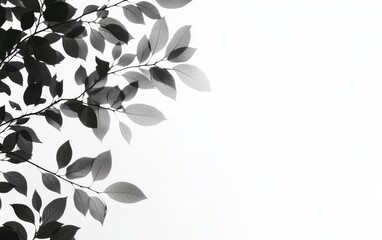 Monochrome leaves, branches, outdoor, sunlight, background, design