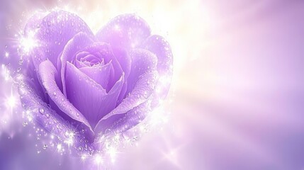Sparkling Purple Rose Heart Shape Romantic Image