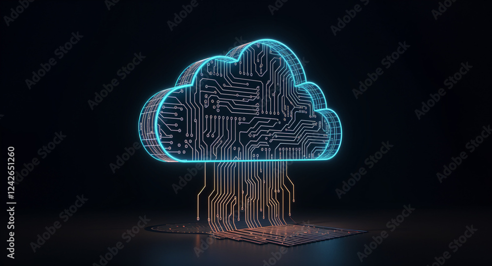 Aufkleber digital cloud from board lines cloud technology visualization . generative ai