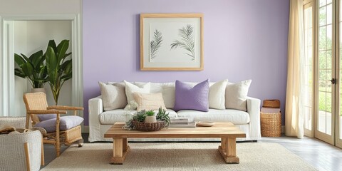 Lavender Walls Elegant Living Room Decor