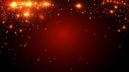 Sparkling Red Festive Background with Glowing Lights