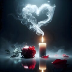 A conceptual artwork depicting a solitary candle for Valentine's Day spent with you.