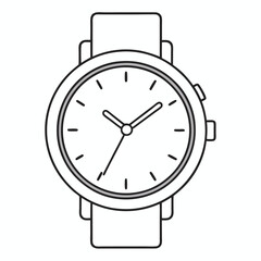 Simple Line Art Illustration of a Wristwatch