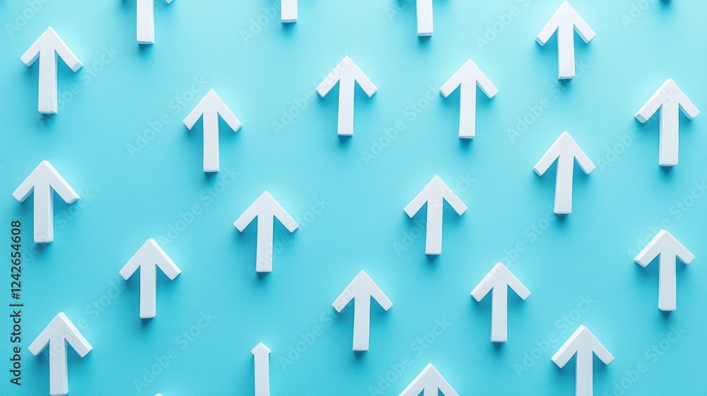 Poster white arrows on a blue background creating a pattern