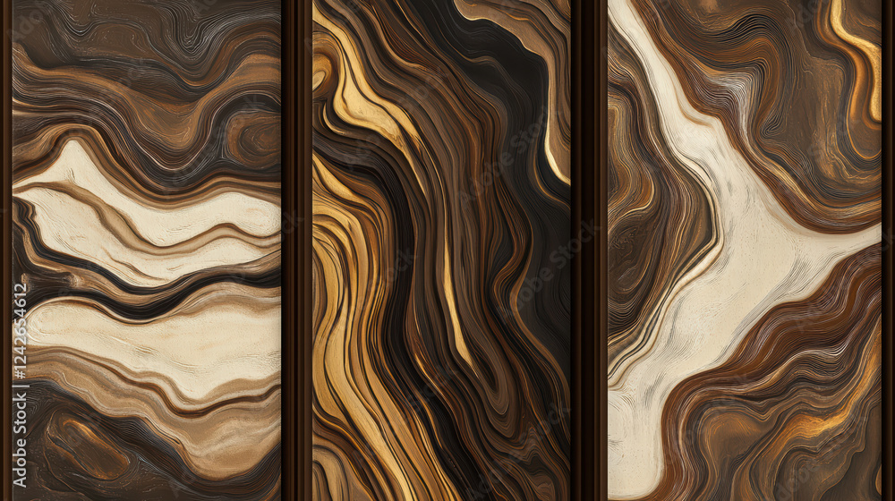 Poster abstract bark patterns in earthy tones create mesmerizing visual experience. flowing lines and rich 