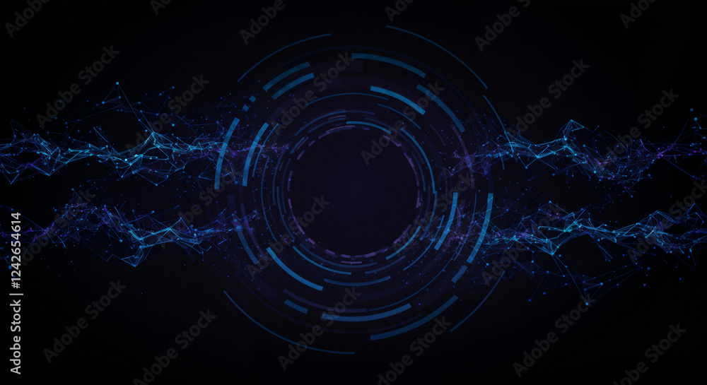 Poster neon lines abstract digital background . generative ai