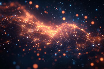 Obraz premium Abstract glowing golden particles on a dark background