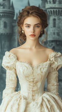 Royalty-Inspired Fashion Elegant Renaissance Inspired Fashion Model Portrait