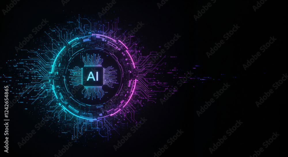 Aufkleber neon lines abstract ai digital background . generative ai