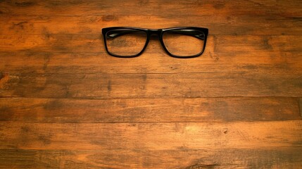 Spectacles Resting on Wooden Tabletop Surface