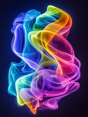 Naklejka premium Rainbow Swirl Abstract - Vibrant abstract image of colorful swirling smoke or energy, perfect for backgrounds or design projects. A dynamic and bright visual.
