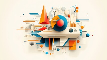 Obraz premium Abstract Modern Design with Geometric Shapes and Vivid Colors for Creative Projects
