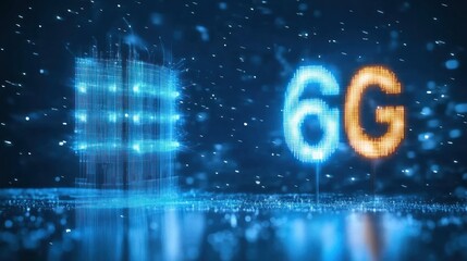 Futuristic 6G Technology Concept with Digital Elements