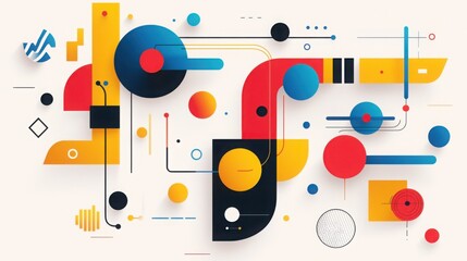 Obraz premium Abstract Creative Representation of Connection Between Colorful Geometric Concepts