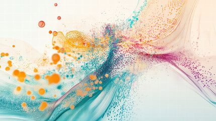 Abstract visualization of data driven innovation featuring vibrant colors and dynamic shapes. This captures essence of creativity and technology in visually striking manner