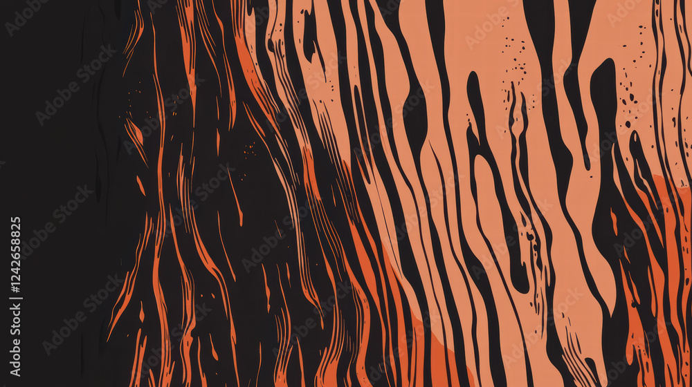 Poster artistic bark design with contrasting colors, featuring flowing lines and textures that evoke sense 
