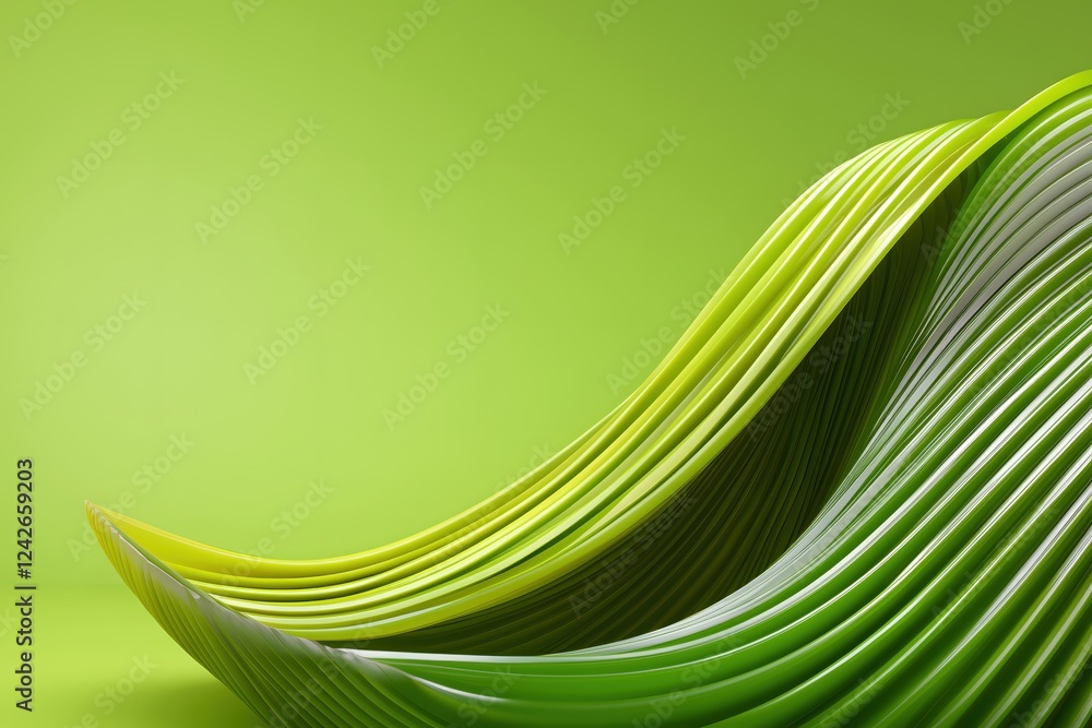 Poster abstract green wave organic flowing lines design nature inspired smooth texture background