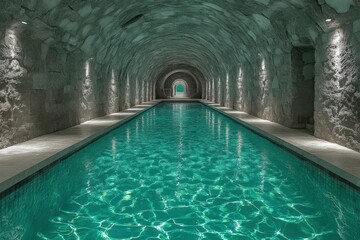 Obraz premium Underground Emerald Pool: AI Generated