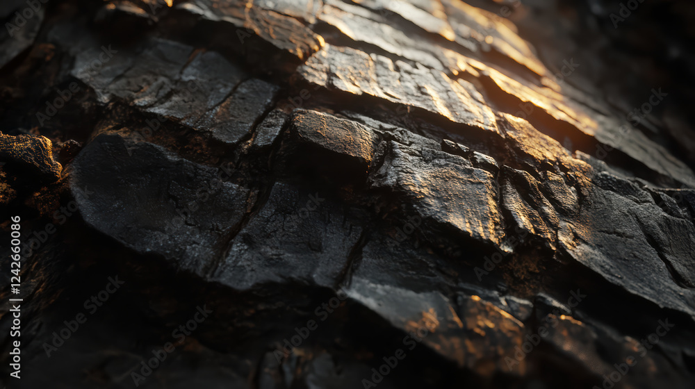 Poster bark texture with sunlight highlights, showcasing natural patterns and depth. intricate details crea