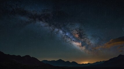 Fototapeta premium Celestial Canvas: Milky Way over Mountain Range