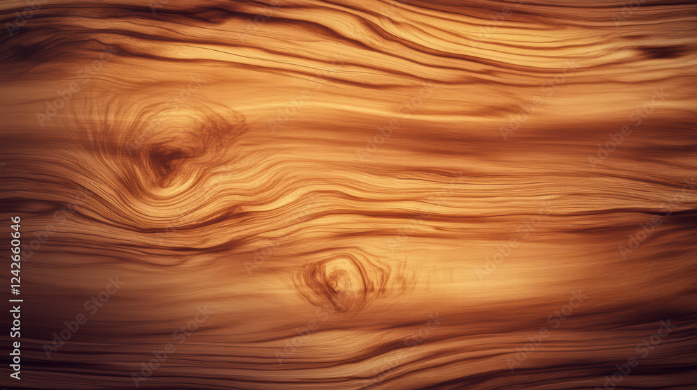 Poster natural wood texture with warm gradient and soft lighting, showcasing intricate grain patterns and k