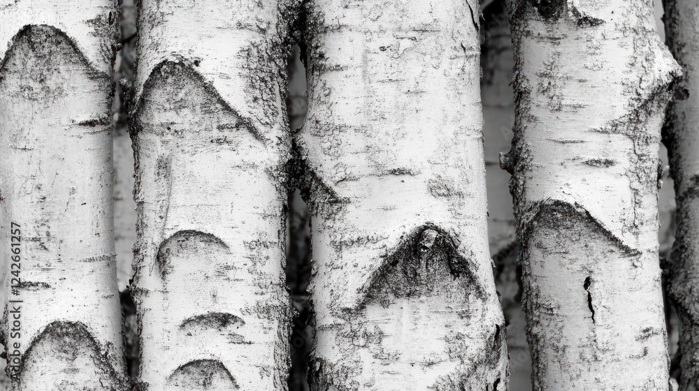 Aufkleber birch tree trunks with natural patterns create serene and inviting atmosphere. textured bark showcas