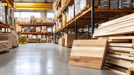 Obraz premium Warehouse Inventory Lumber Storage Wood Supply Business