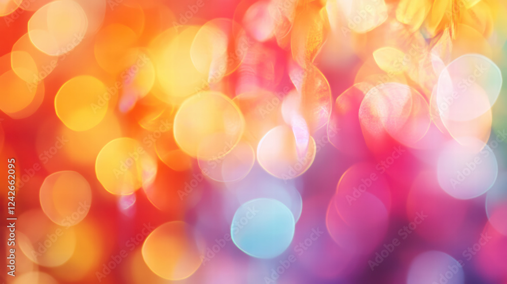 Poster vibrant bokeh background with soft colors creating dreamy atmosphere. blend of warm and cool tones e