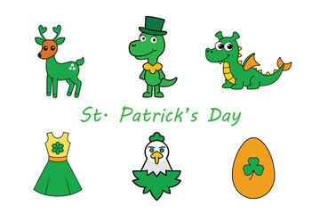 St. Patrick's Day Bundle Elements, St. Patrick's Cat, Bee, St. Fish, Motorcycle Patrick's Day, Crocodiles Patrick's Day, Skull St. Patrick, Rainbows, Bunnys, Shamrocks, Panther.