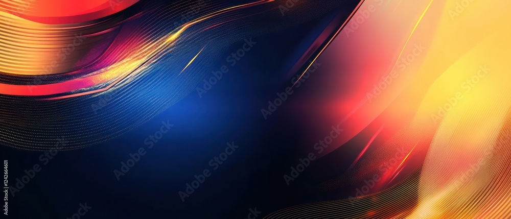 Poster abstract colorful waves blending in vibrant motion background