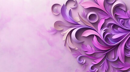 Purple floral design, pastel background