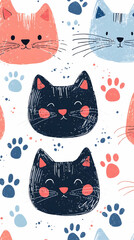 Adorable Cats Paws Pattern Design