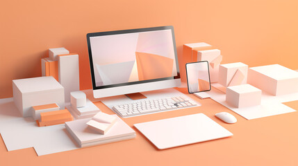 A 3D render of a clean, minimalistic web design interface showing a system monitor dashboard—perfect for illustrating tech products, UI/UX concepts, or modern digital environments.

