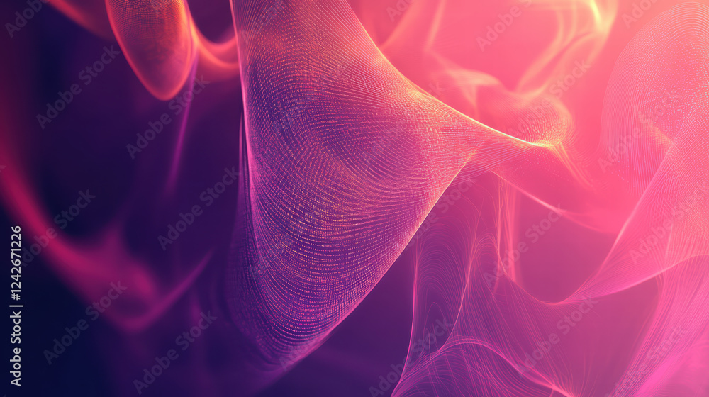 Poster futuristic abstract background featuring flowing waves in vibrant colors, creating sense of depth an