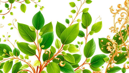 Seamless pattern with green leaves