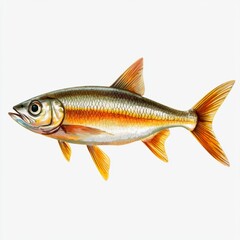 Obraz premium Colorful illustration of a fish showcasing vibrant scales and fins, suitable for educational and artistic purposes