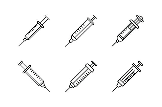 syringe line art vector illustration
