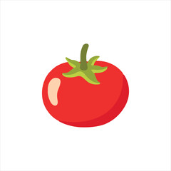 Vector illustration of red tomato on white background. Tomato vector in cartoon style. 