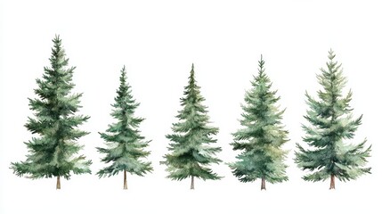 Obraz premium Watercolor Evergreens Collection.