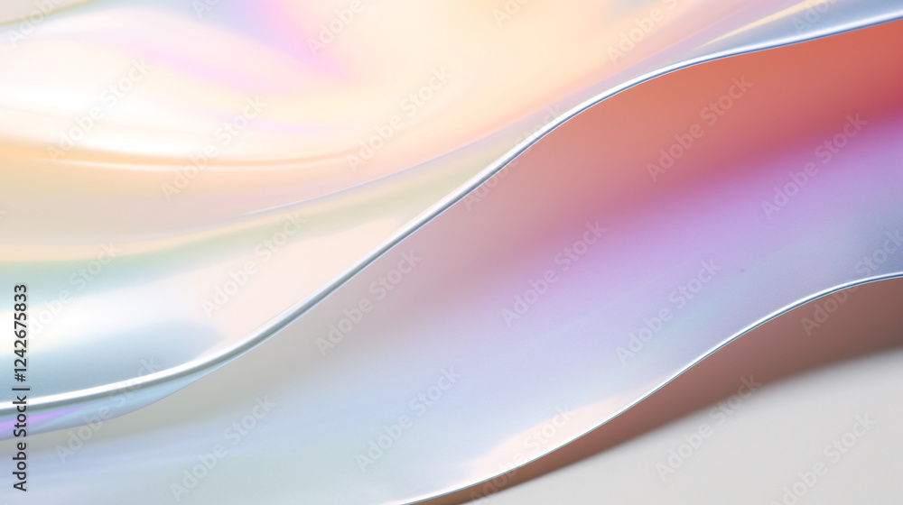 Poster a close-up of the edge of iridescent white paper, featuring a luxurious texture for tech backgrounds