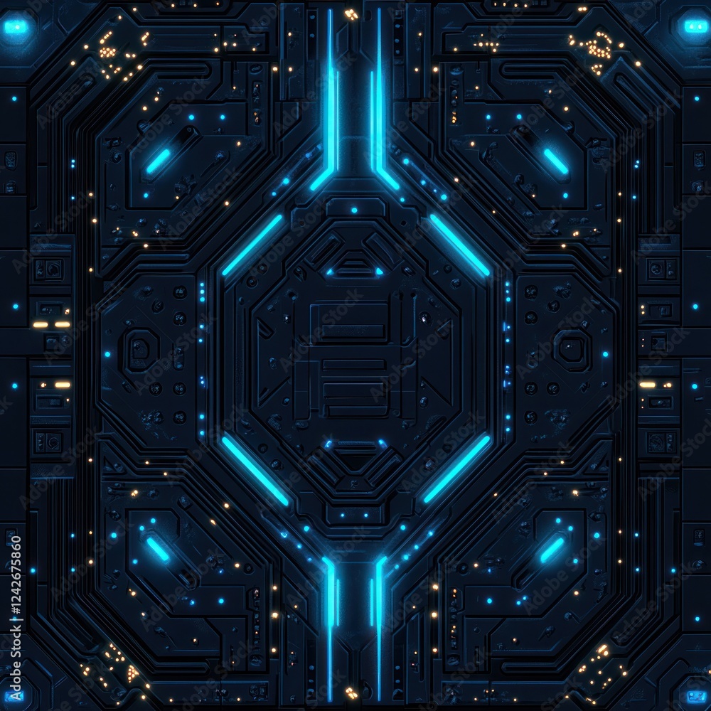 Poster futuristic tech pattern with glowing lines, abstract design, use science, web design background