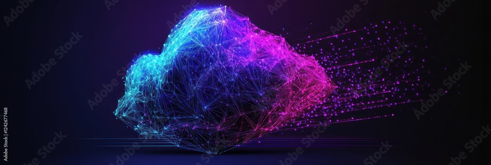 Aufkleber abstract glowing cloud data form with particles.