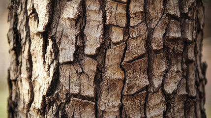 Weathered bark on ancient tree, showcasing intricate textures and patterns, creates perfect space for texture enthusiasts and nature lovers alike