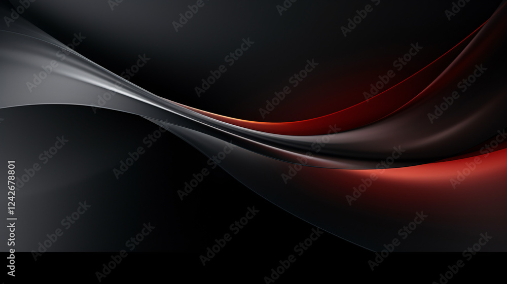 Poster A dark gradient background with smooth red flowing curves, perfect for technology presentations and banners.

