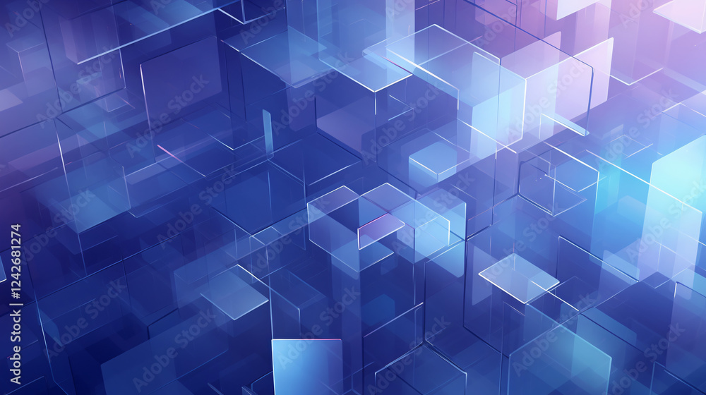Poster futuristic abstract geometric pattern with overlapping blue-purple gradient – wallpaper background