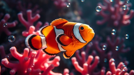 Vibrant Clownfish Among Anemone Tentacles in a Colorful Coral Reef – Underwater Macro Photography